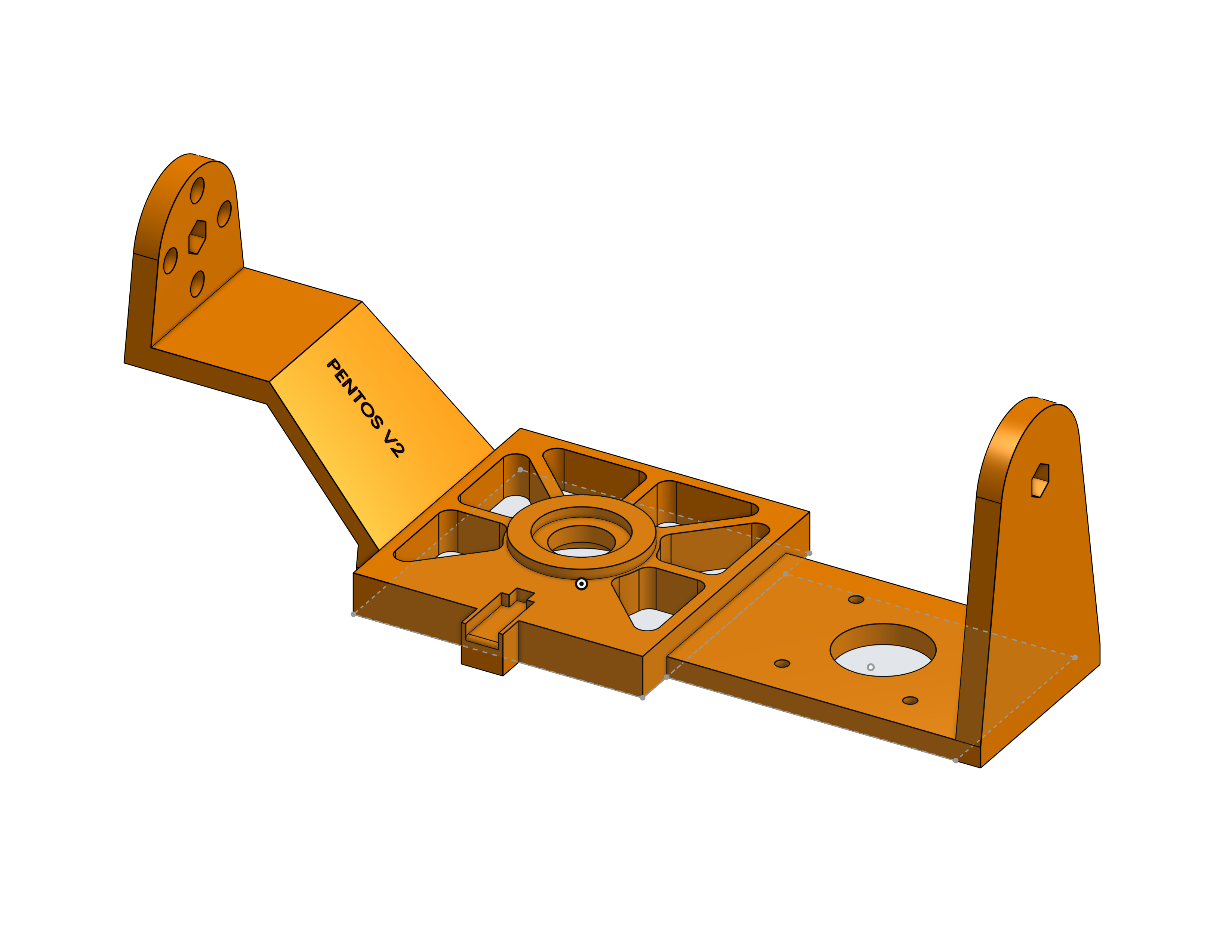 Pentos V2 cradle with reinforcing ribs and an integrated bearing seat